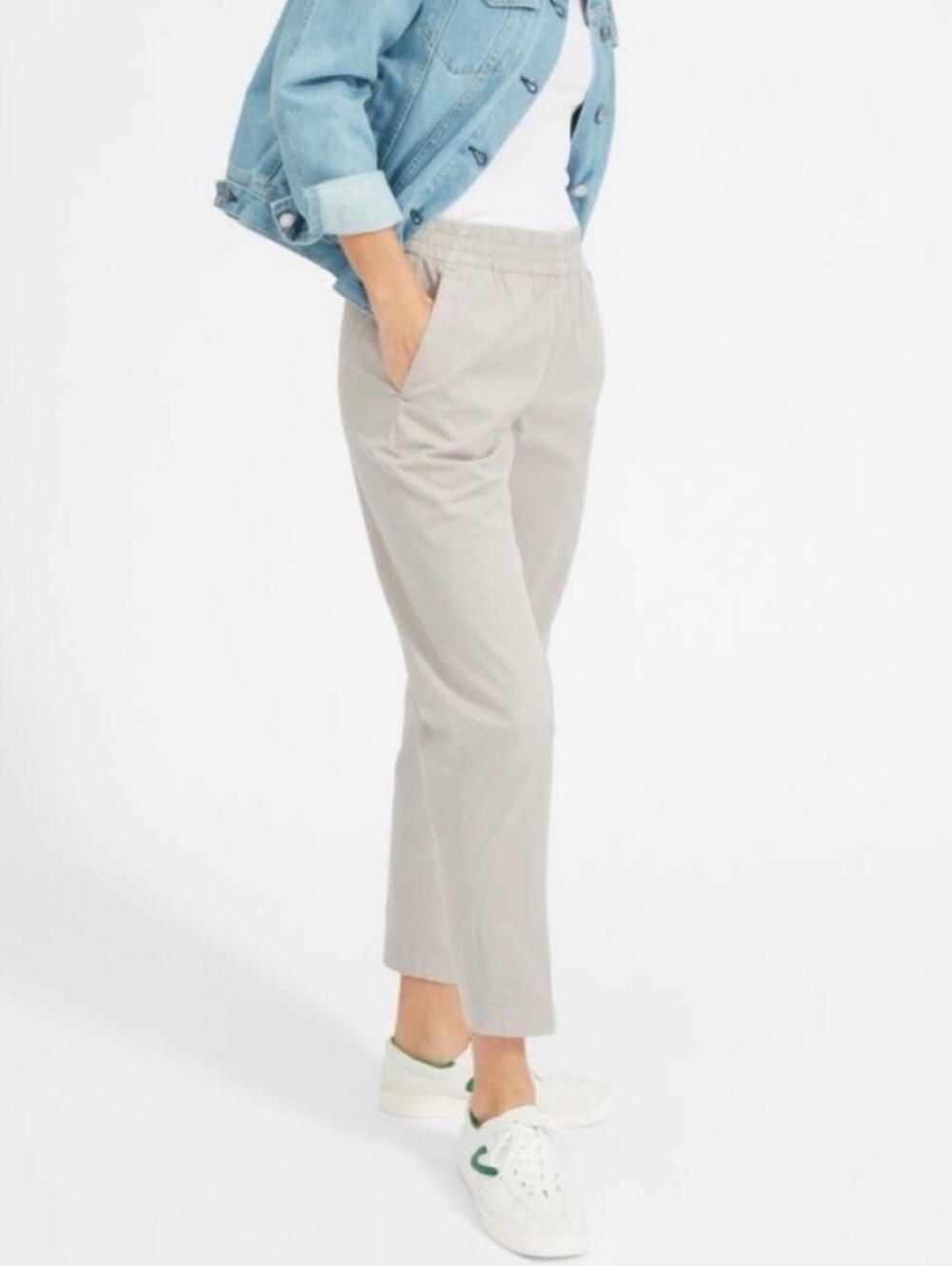 Everlane Easy Chino Elastic Waist Pant Womens 4 Light Gray